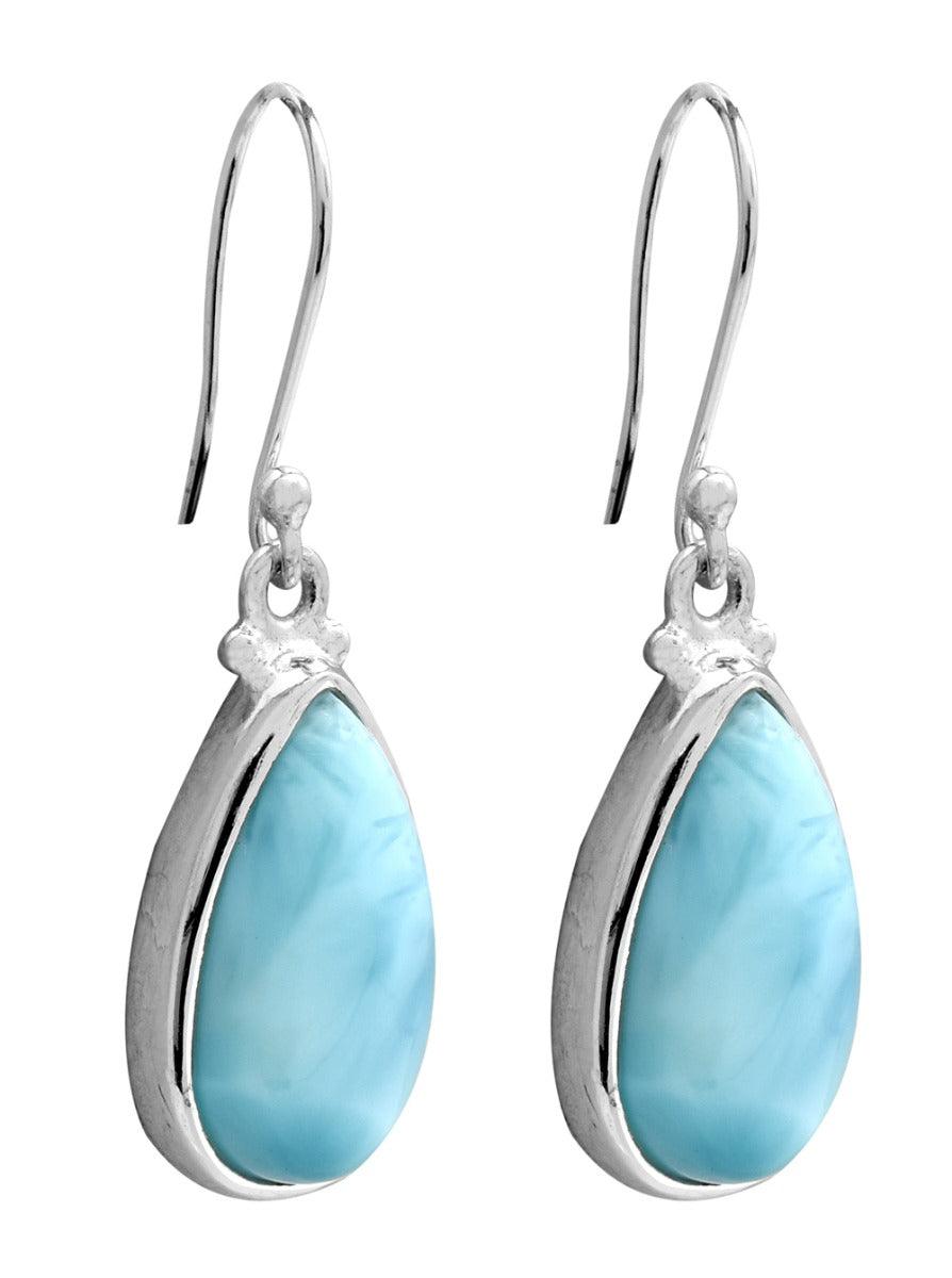 Larimar 925 Solid Solid Sterling Silver Earrings Silver Jewelry - YoTreasure