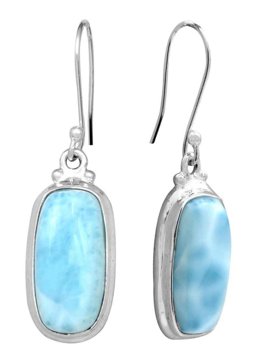 Natural Larimar 925 Solid Sterling Silver Earrings - YoTreasure
