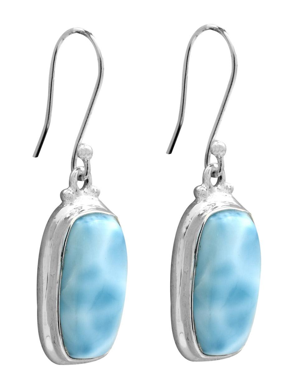 Natural Larimar 925 Solid Sterling Silver Earrings - YoTreasure