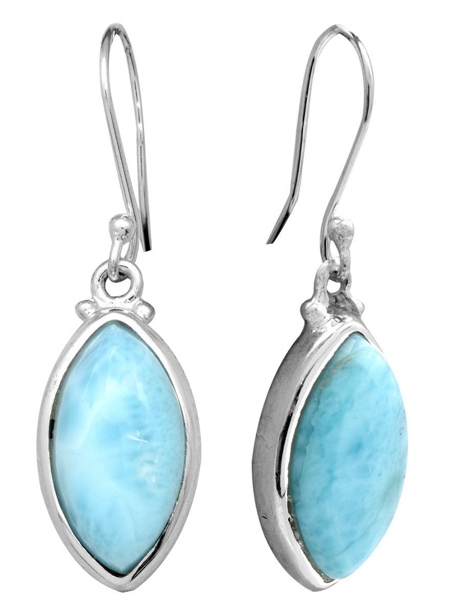 Natural Larimar 925 Solid Sterling Silver Earrings Silver Jewelry - YoTreasure