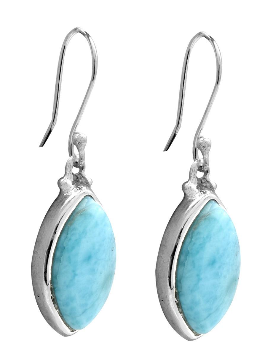 Natural Larimar 925 Solid Sterling Silver Earrings Silver Jewelry - YoTreasure
