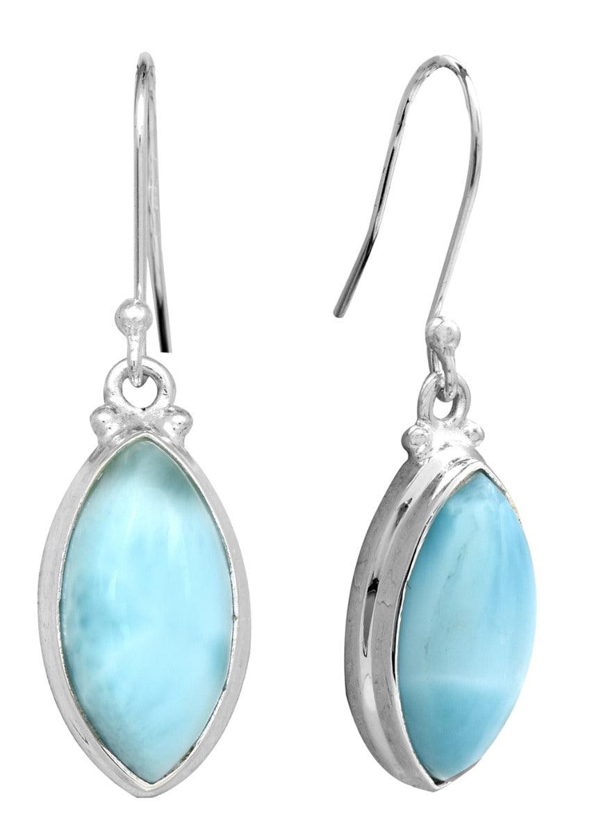 Natural Larimar 925 Solid Sterling Silver Earrings Silver Jewelry - YoTreasure