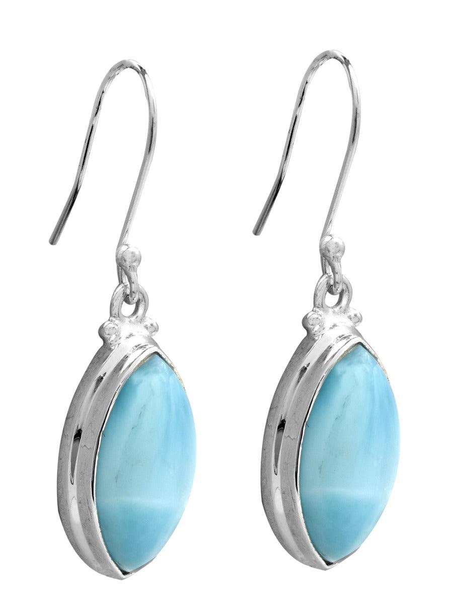 Natural Larimar 925 Solid Sterling Silver Earrings Silver Jewelry - YoTreasure