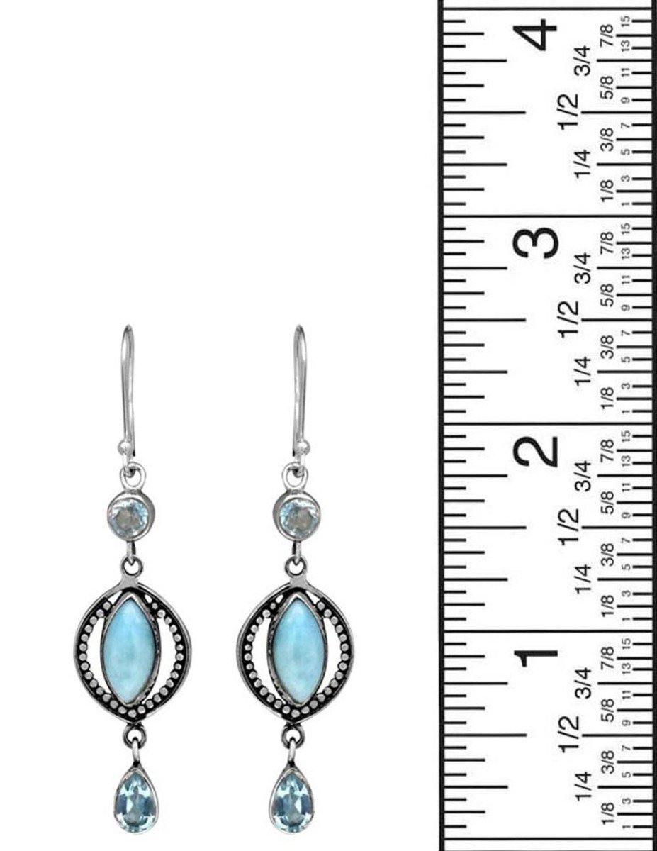 Natural Larimar Blue Topaz Solid 925 Sterling Silver Dangle Earrings Jewelry - YoTreasure