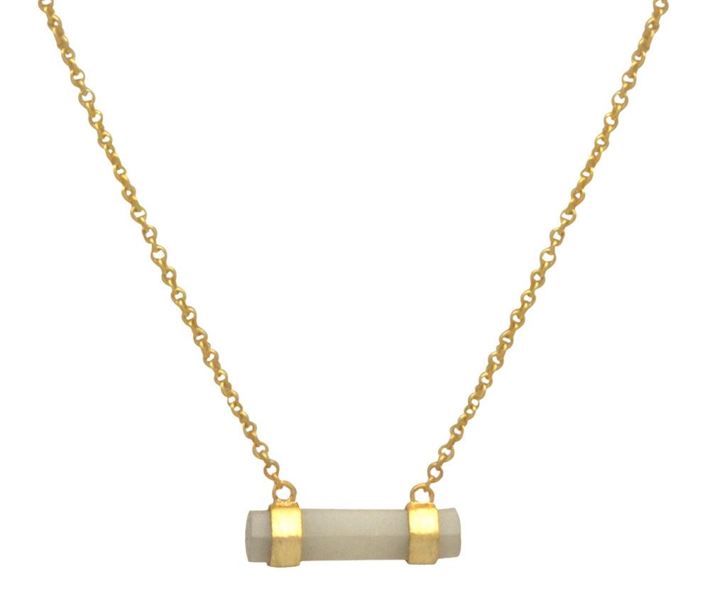 White Moonstone Gold Plated Over Brass Necklace Silver Jewelry - YoTreasure