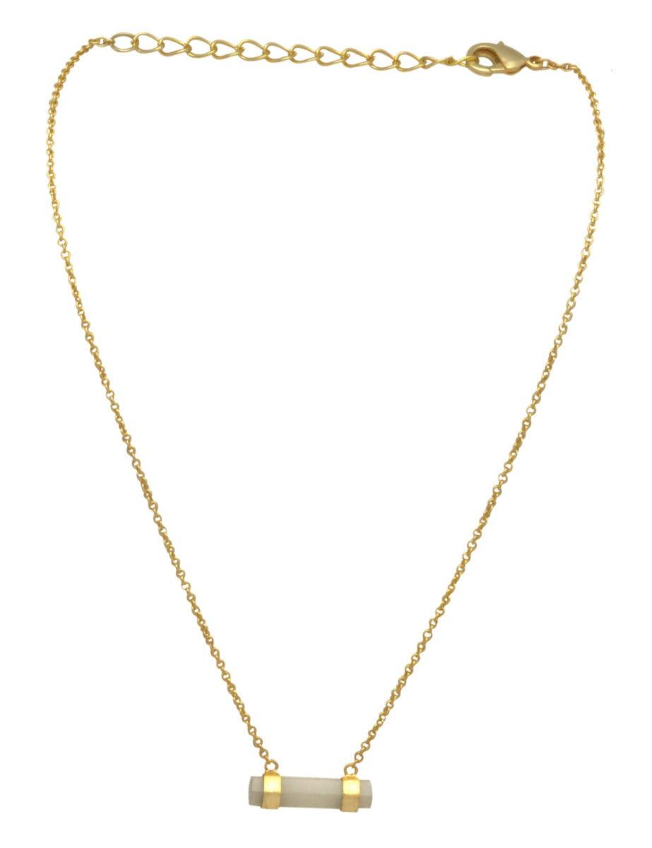White Moonstone Gold Plated Over Brass Necklace Silver Jewelry - YoTreasure