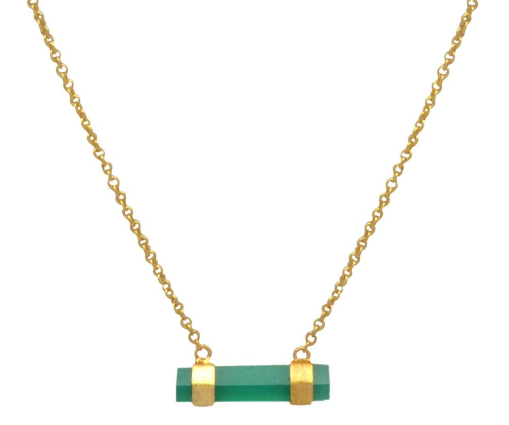 Green Onyx Gold Plated Over Brass Necklace Silver Jewelry - YoTreasure