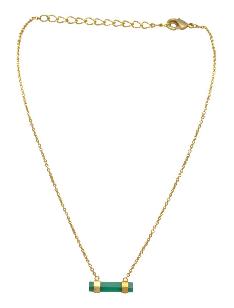 Green Onyx Gold Plated Over Brass Necklace Silver Jewelry - YoTreasure