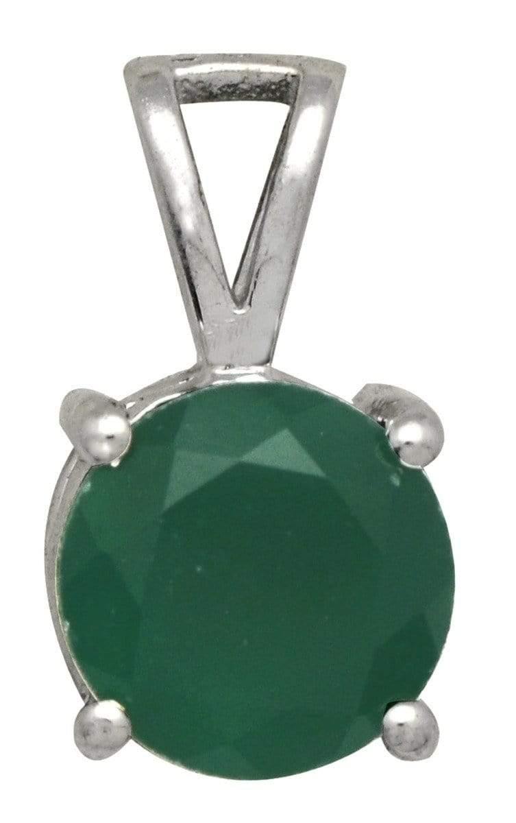 3/4" Green Onyx 925 Solid Sterling Silver Pendant Necklace With Chain - YoTreasure