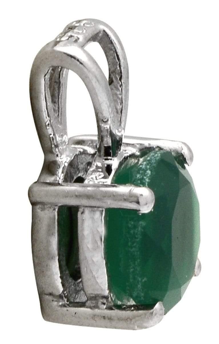 3/4" Green Onyx 925 Solid Sterling Silver Pendant Necklace With Chain - YoTreasure