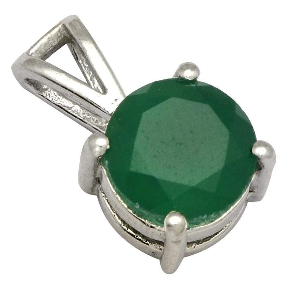 3/4" Green Onyx 925 Solid Sterling Silver Pendant Necklace With Chain - YoTreasure