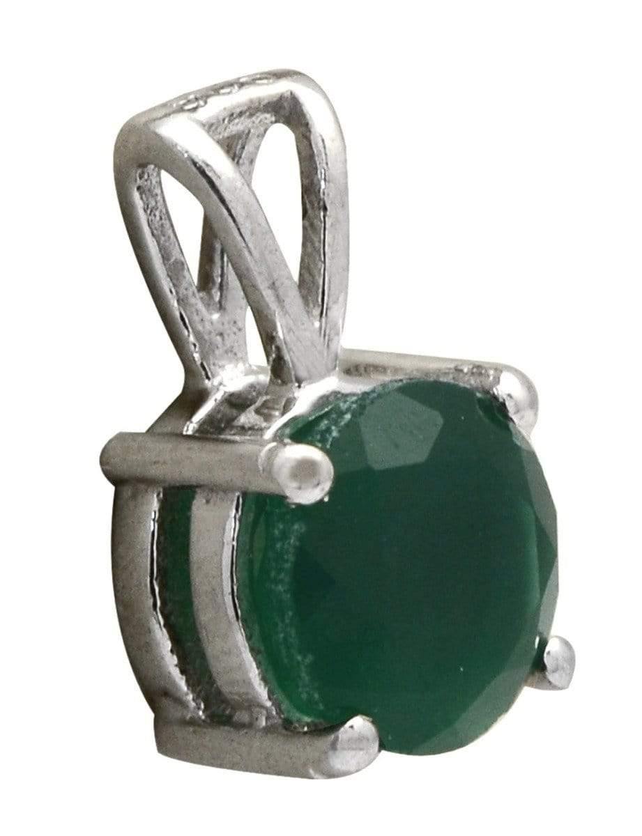 3/4" Green Onyx 925 Solid Sterling Silver Pendant Necklace With Chain - YoTreasure