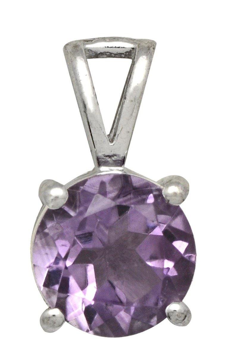 3/4" Natural Amethyst 925 Solid Sterling Silver Pendant Necklace With Chain - YoTreasure