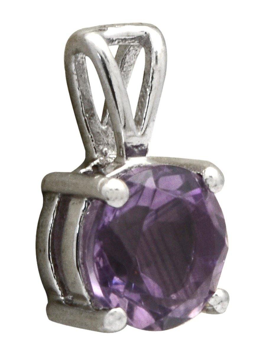 3/4" Natural Amethyst 925 Solid Sterling Silver Pendant Necklace With Chain - YoTreasure