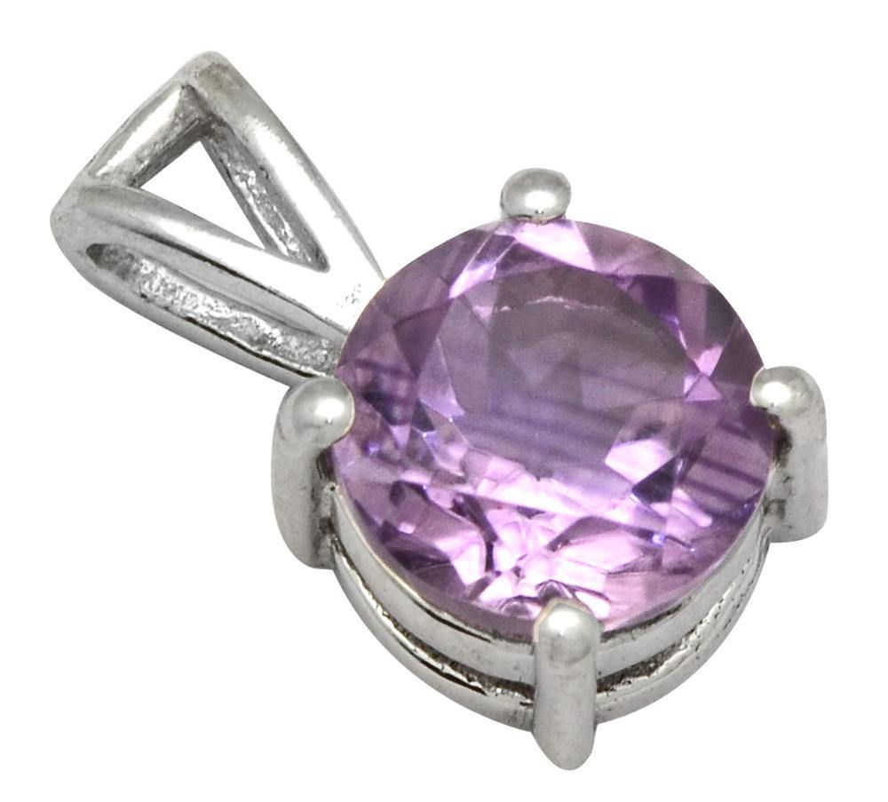 3/4" Natural Amethyst 925 Solid Sterling Silver Pendant Necklace With Chain - YoTreasure