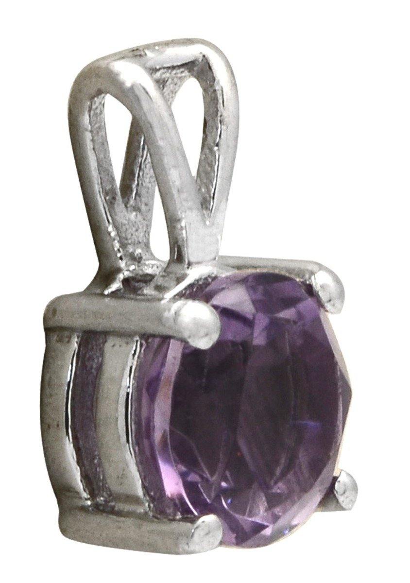 3/4" Natural Amethyst 925 Solid Sterling Silver Pendant Necklace With Chain - YoTreasure