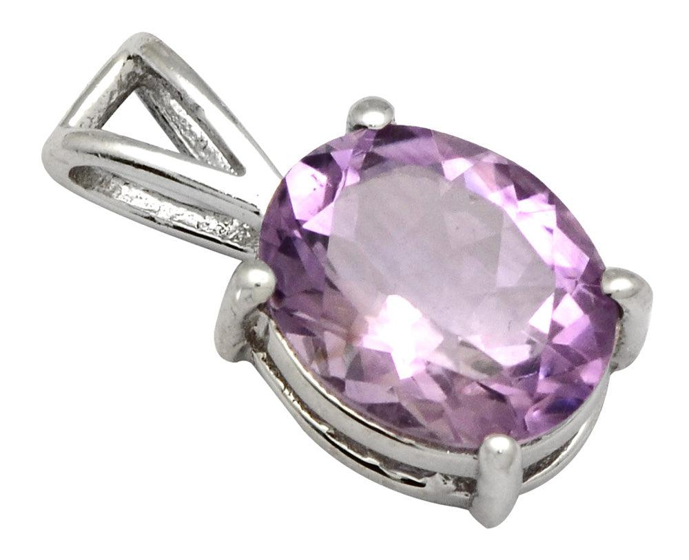 YoTreasure 3/4" Natural Amethyst 925 Solid Sterling Silver Pendant Necklace With Chain Silver Jewelry - YoTreasure