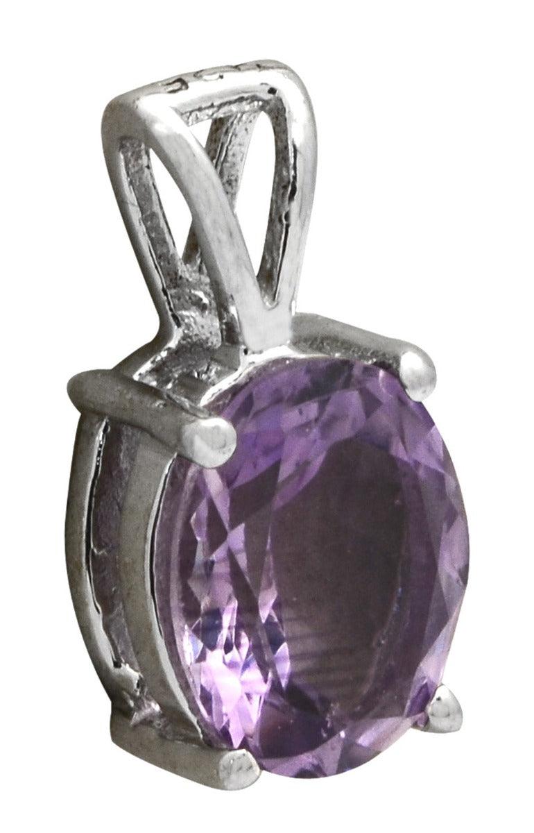 YoTreasure 3/4" Natural Amethyst 925 Solid Sterling Silver Pendant Necklace With Chain Silver Jewelry - YoTreasure