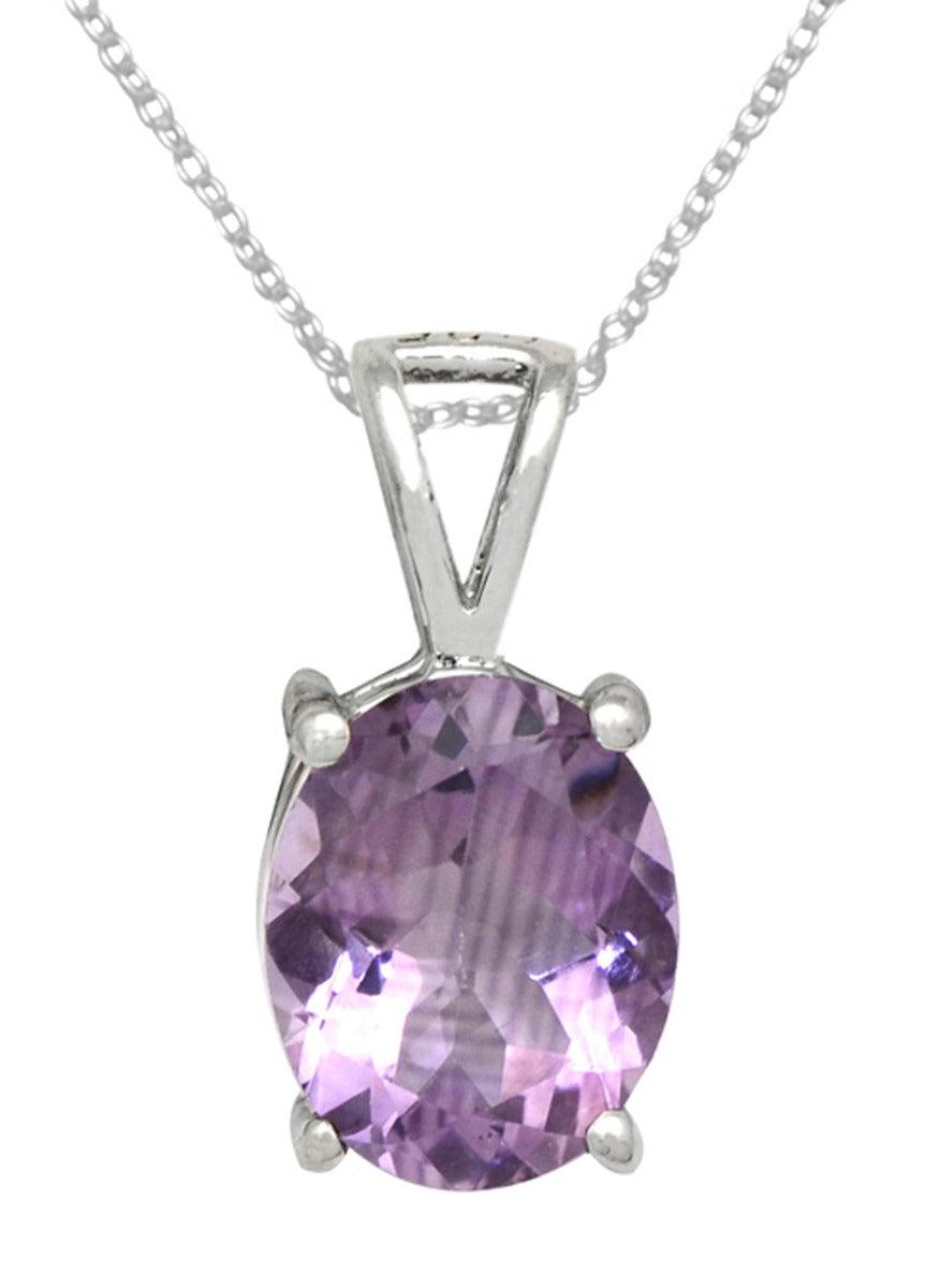 YoTreasure 3/4" Natural Amethyst 925 Solid Sterling Silver Pendant Necklace With Chain Silver Jewelry - YoTreasure