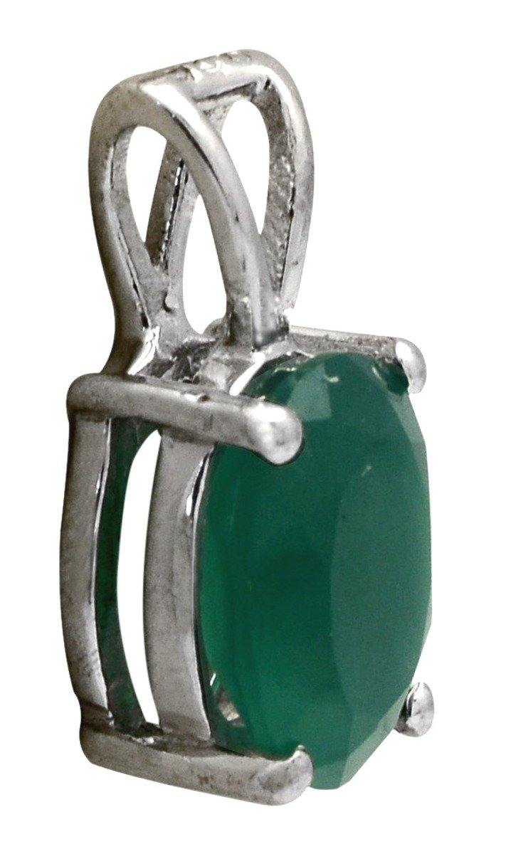 3/4" Green Onyx 925 Solid Sterling Silver Pendant Necklace With Chain - YoTreasure