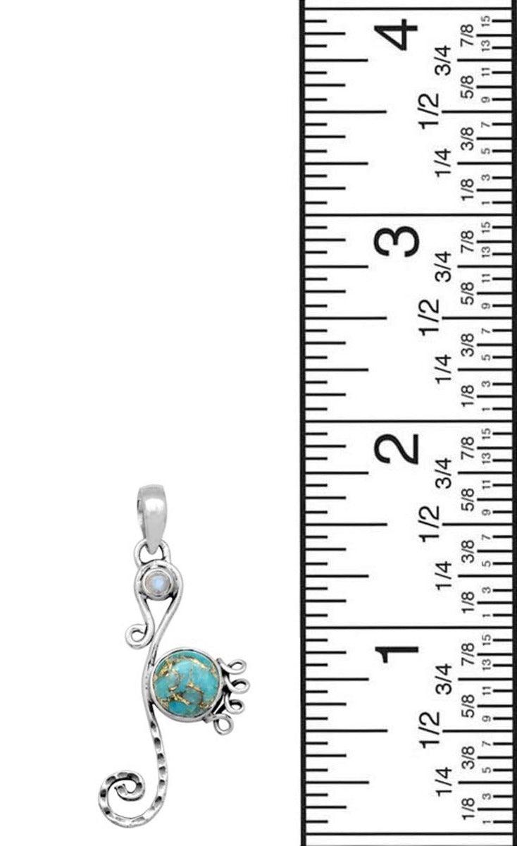 Blue Copper Turquoise Rainbow Moonstone 925 Solid Sterling Silver Pendant Necklace Silver Jewelry - YoTreasure