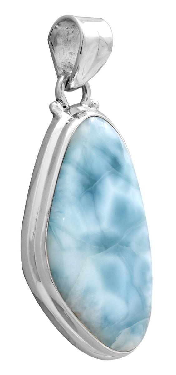 Larimar 2" 925 Solid Sterling Silver Pendant With 18 Inch Chain Necklace Silver Jewelry - YoTreasure