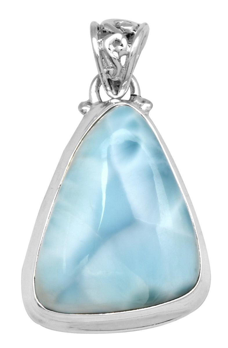 YoTreasure Natural Larimar  1 3/4 Inch Long 925 Solid Sterling Silver Pendant - YoTreasure
