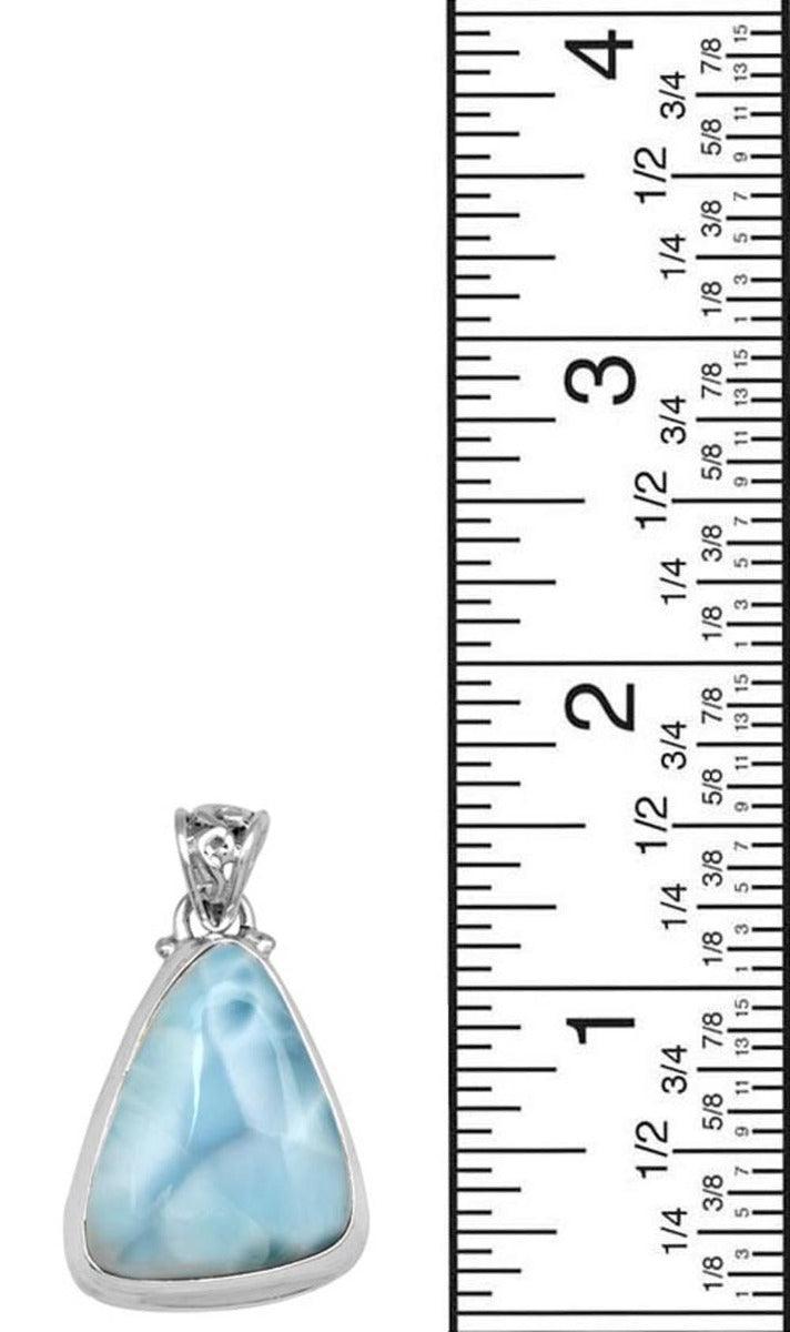 YoTreasure Natural Larimar  1 3/4 Inch Long 925 Solid Sterling Silver Pendant - YoTreasure