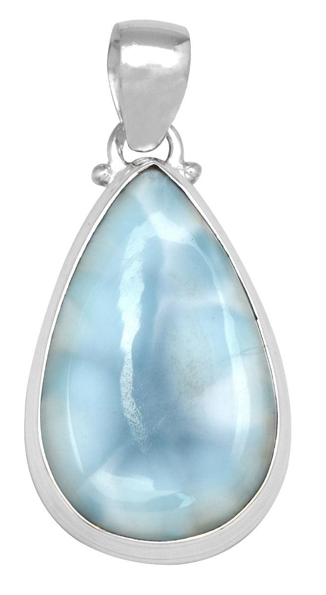 Larimar  1 3/4 Inch Long 925 Solid Sterling Silver Pendant With 18 Inch Chain - YoTreasure
