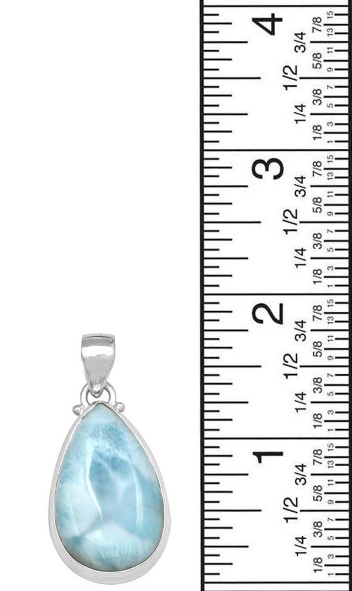 Natural Larimar  1 3/4" Long 925 Solid Sterling Silver Pendant With 18" Chain Necklace Silver Jewelry - YoTreasure