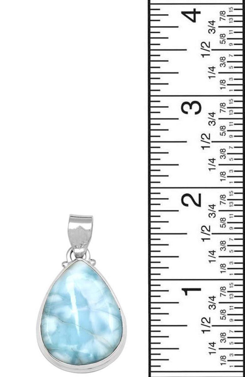 Natural Larimar  1 3/4" Long 925 Solid Sterling Silver Pendant With 18" Chain Necklace Silver Jewelry - YoTreasure