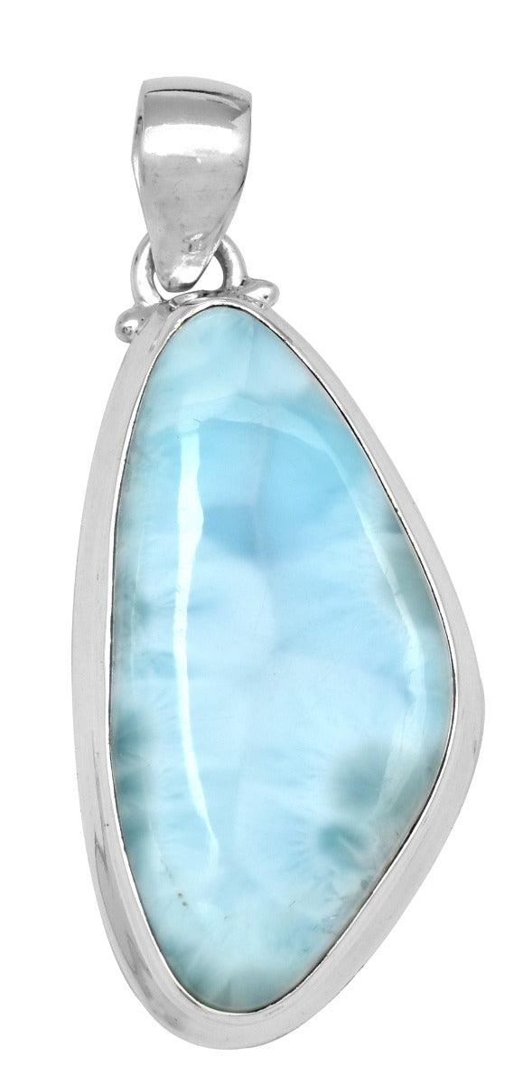 Natural Larimar  2" Long 925 Solid Sterling Silver Pendant With 18" Chain Necklace Silver Jewelry - YoTreasure