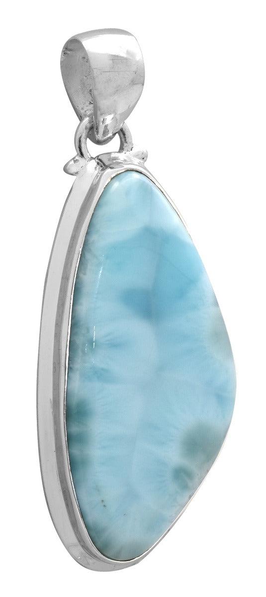 Natural Larimar  2" Long 925 Solid Sterling Silver Pendant With 18" Chain Necklace Silver Jewelry - YoTreasure