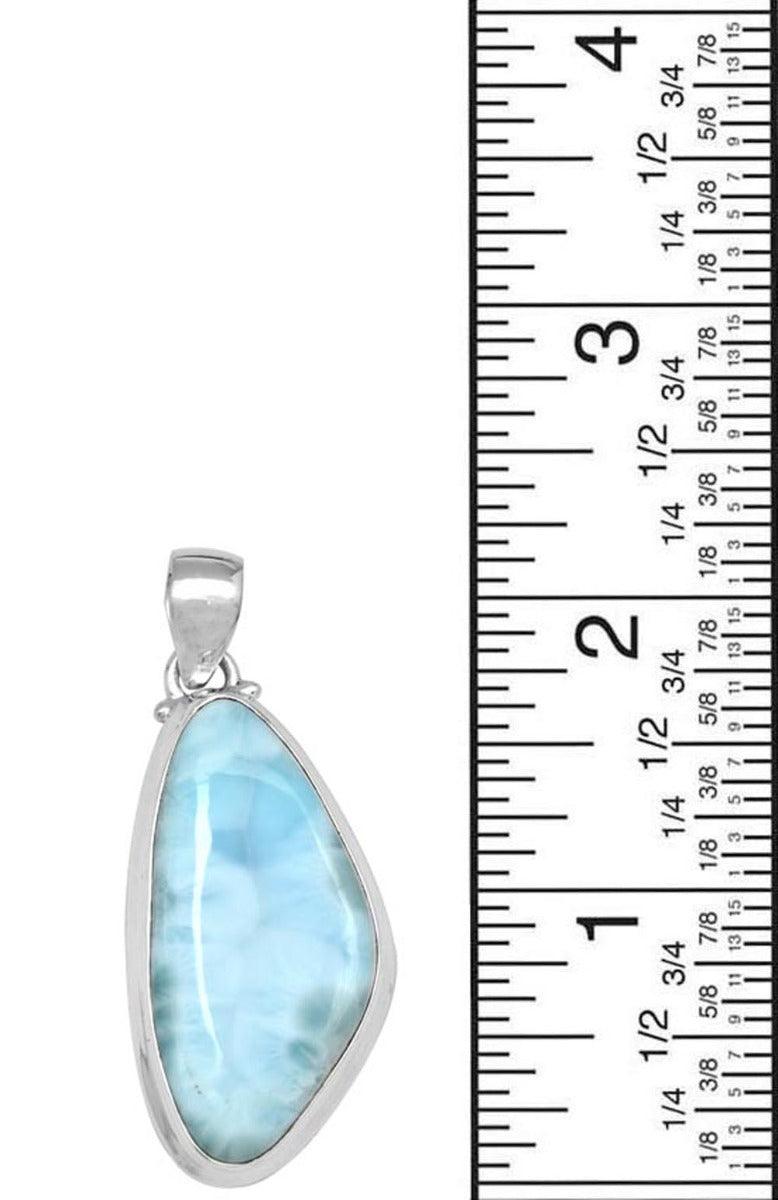Natural Larimar  2" Long 925 Solid Sterling Silver Pendant With 18" Chain Necklace Silver Jewelry - YoTreasure
