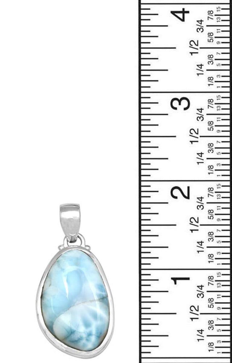 Natural Larimar  1 3/4" Long 925 Solid Sterling Silver Pendant With 18" Chain Necklace Silver Jewelry - YoTreasure