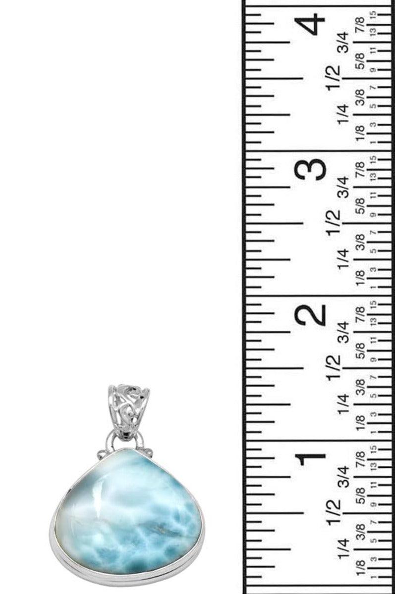 Natural Larimar  2" Long 925 Solid Sterling Silver Pendant With 18" Chain Necklace Silver Jewelry - YoTreasure