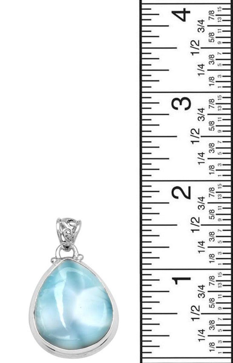 Natural Larimar  1 3/4" Long 925 Solid Sterling Silver Pendant With 18" Chain Necklace Silver Jewelry - YoTreasure