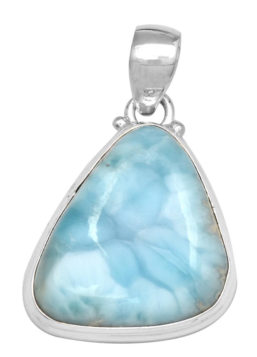Natural Larimar  1 3/4" Long 925 Solid Sterling Silver Pendant With 18" Chain Necklace Silver Jewelry - YoTreasure