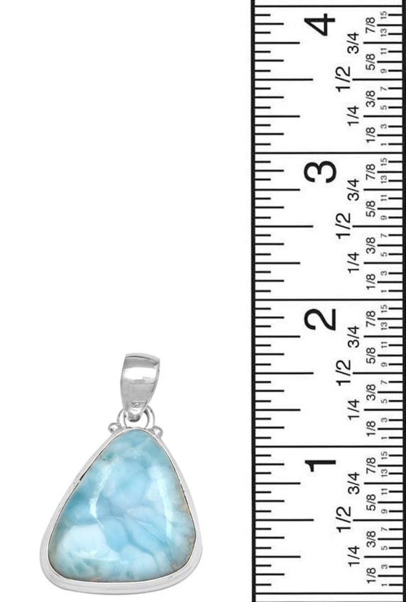 Natural Larimar  1 3/4" Long 925 Solid Sterling Silver Pendant With 18" Chain Necklace Silver Jewelry - YoTreasure