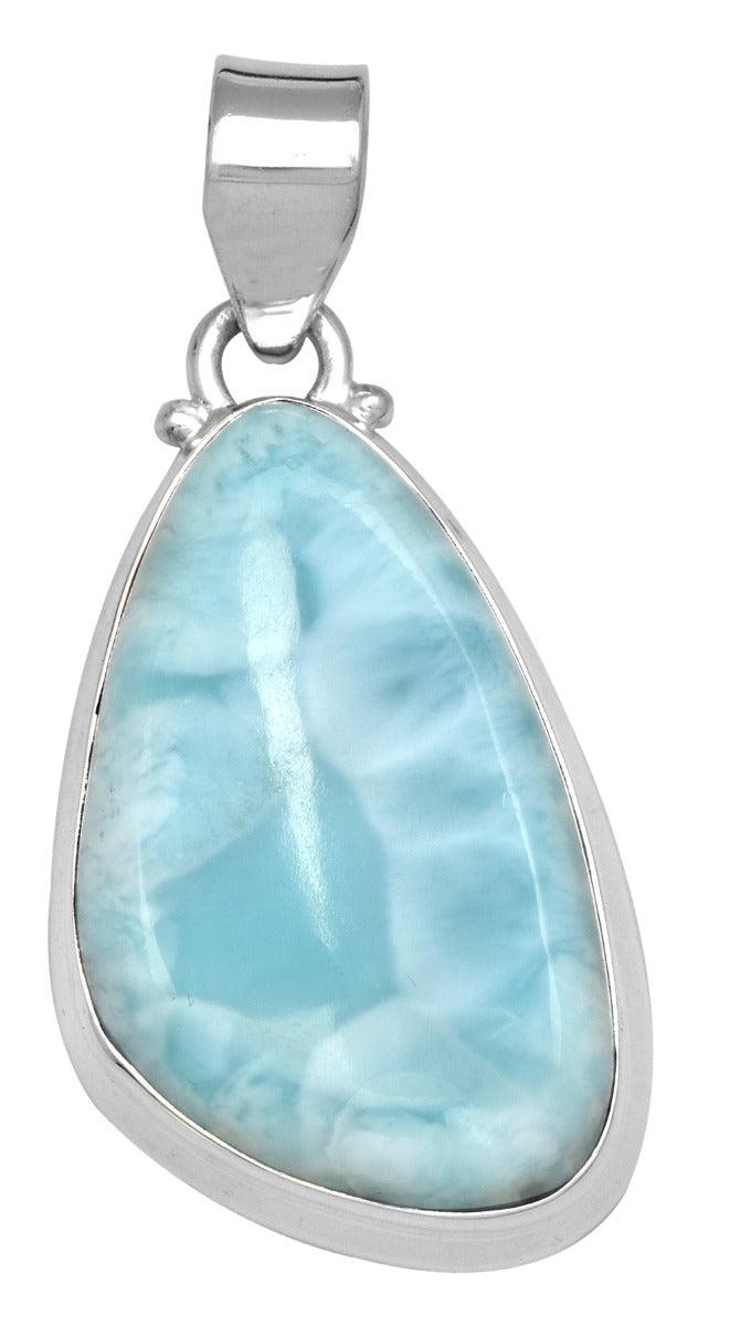 Natural Larimar  2" Long 925 Solid Sterling Silver Pendant With 18" Chain - YoTreasure
