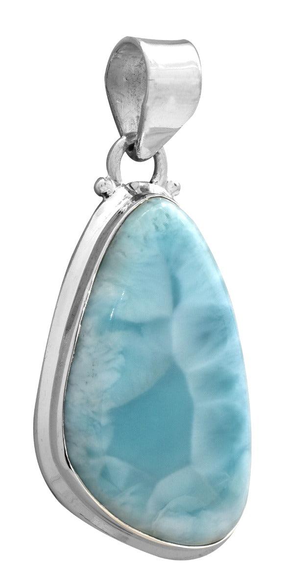 Natural Larimar  2" Long 925 Solid Sterling Silver Pendant With 18" Chain - YoTreasure