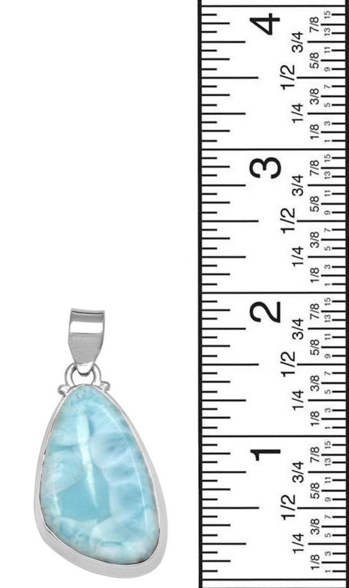 Natural Larimar  2" Long 925 Solid Sterling Silver Pendant With 18" Chain - YoTreasure