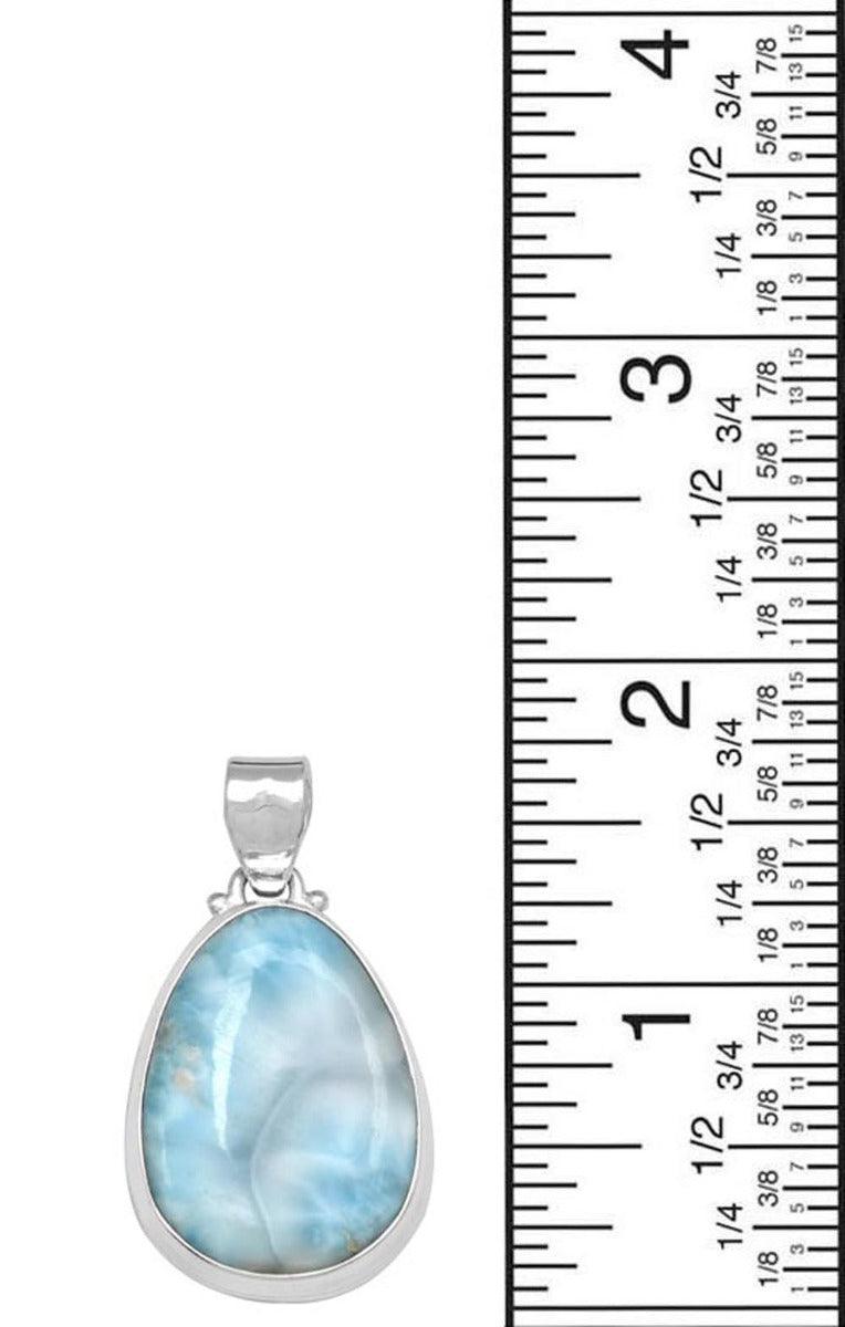 YoTreasure Natural Larimar  1 3/4" Long 925 Solid Sterling Silver Pendant With 18" Chain Necklace Silver Jewelry - YoTreasure
