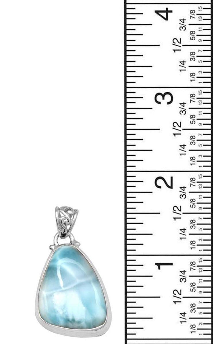 Larimar  1 3/4" Long 925 Solid Sterling Silver Pendant With 18" Chain Necklace - YoTreasure