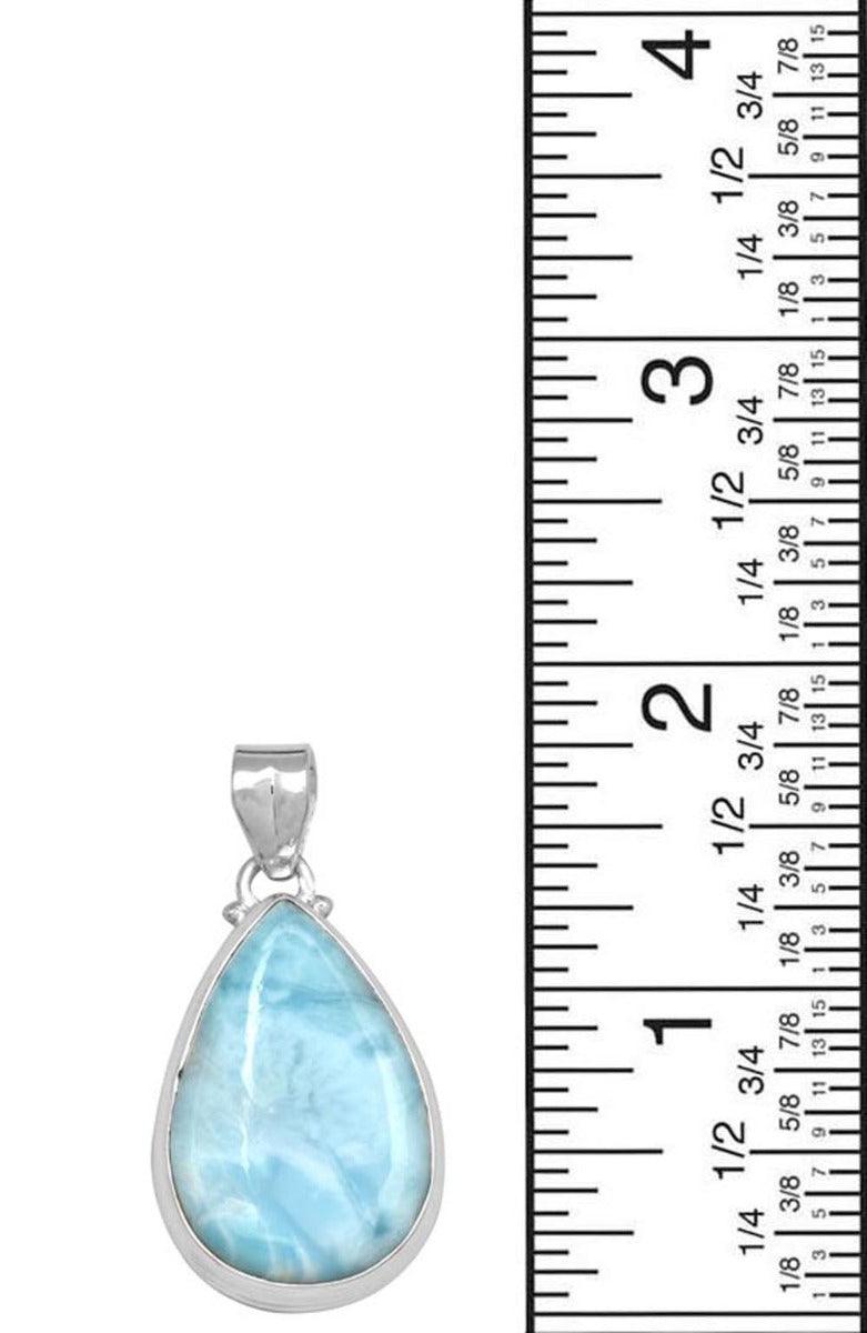 Natural Larimar  1 3/4" Long 925 Solid Sterling Silver Pendant With 18" Chain - YoTreasure