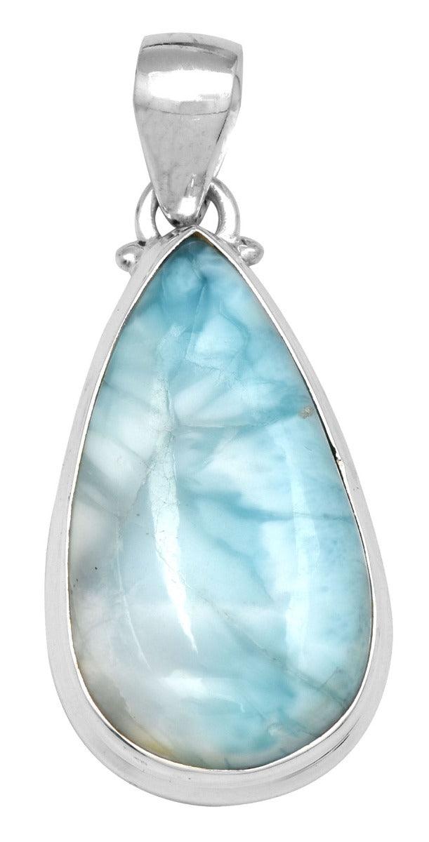 Natural Larimar  2" Long 925 Solid Sterling Silver Pendant With 18" Chain - YoTreasure