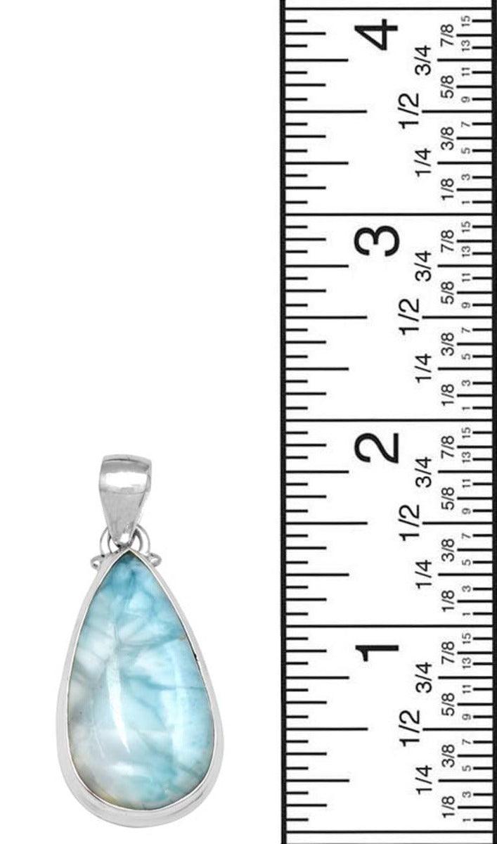 Natural Larimar  2" Long 925 Solid Sterling Silver Pendant With 18" Chain - YoTreasure