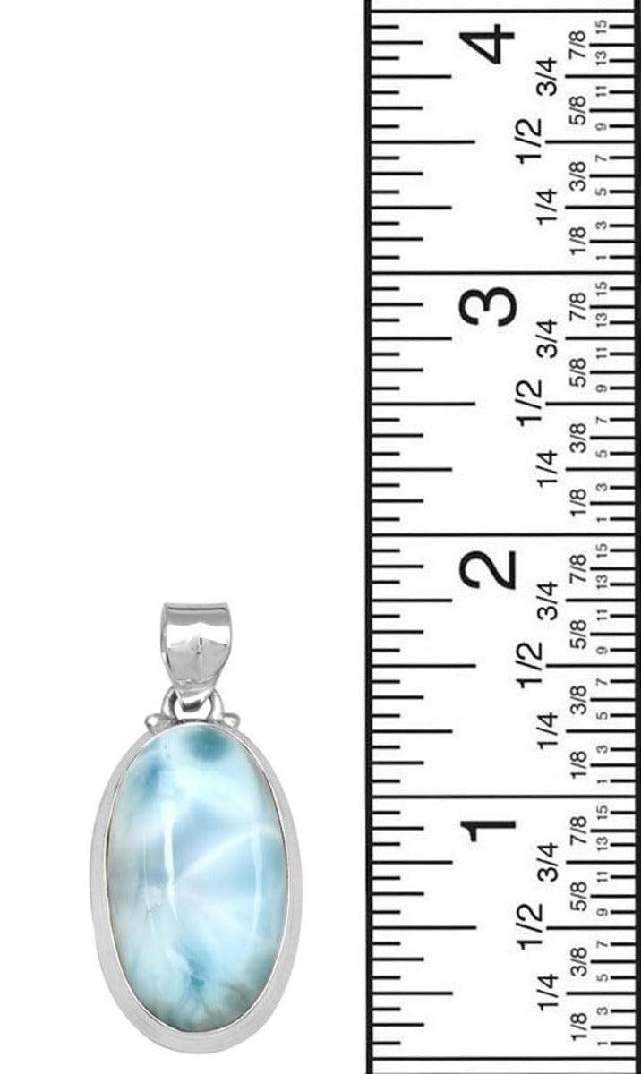 Larimar  1 3/4" Long 925 Solid Sterling Silver Pendant With 18" Chain Necklace - YoTreasure