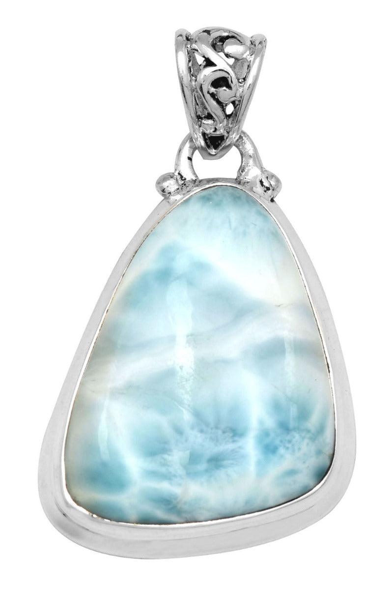 Natural Larimar  2" Long 925 Solid Sterling Silver Pendant With 18" Chain - YoTreasure