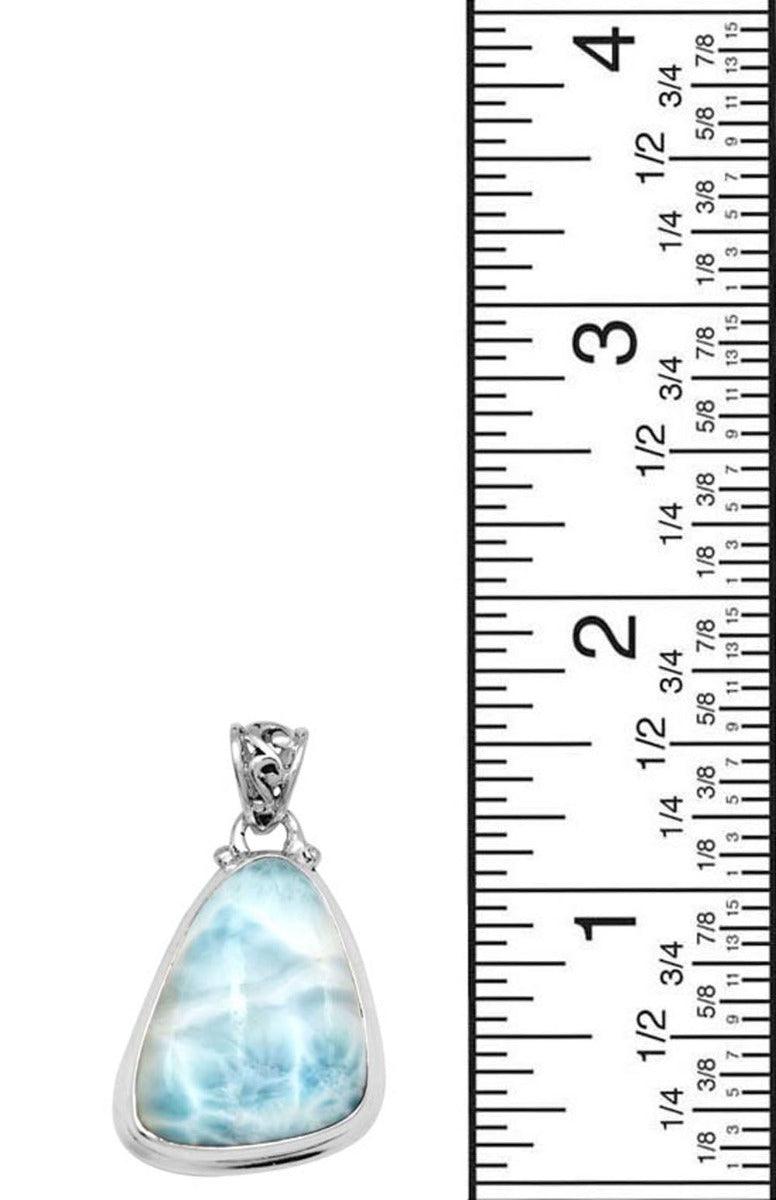 Natural Larimar  2" Long 925 Solid Sterling Silver Pendant With 18" Chain - YoTreasure